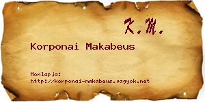 Korponai Makabeus névjegykártya